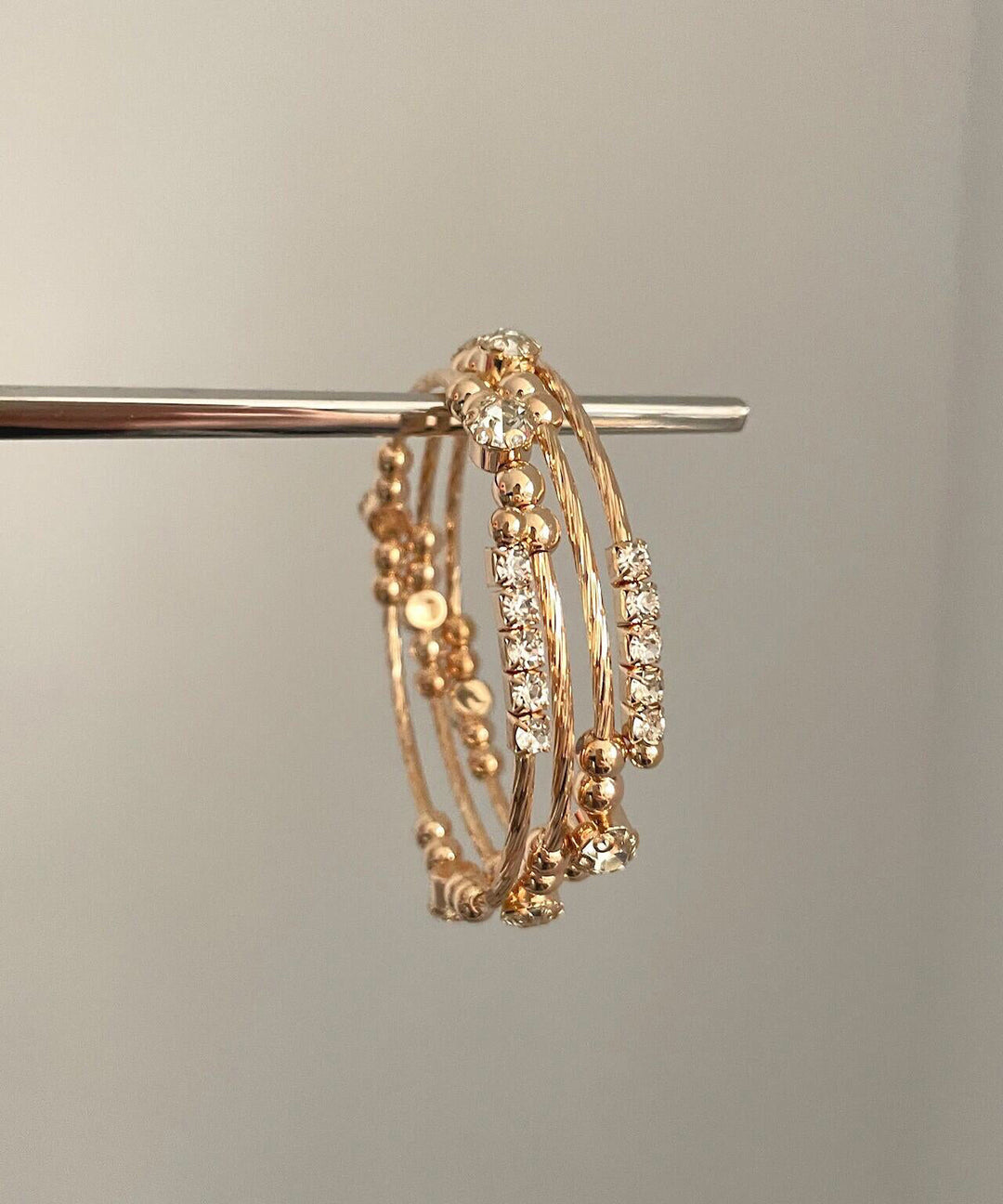 Vintage Gold Metal Overgild Zircon Layered Cuff
