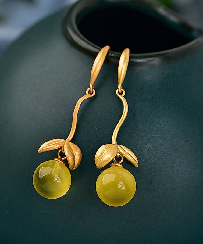 Vintage Gold Stelring Silver Overgild Beeswax Drop Earrings