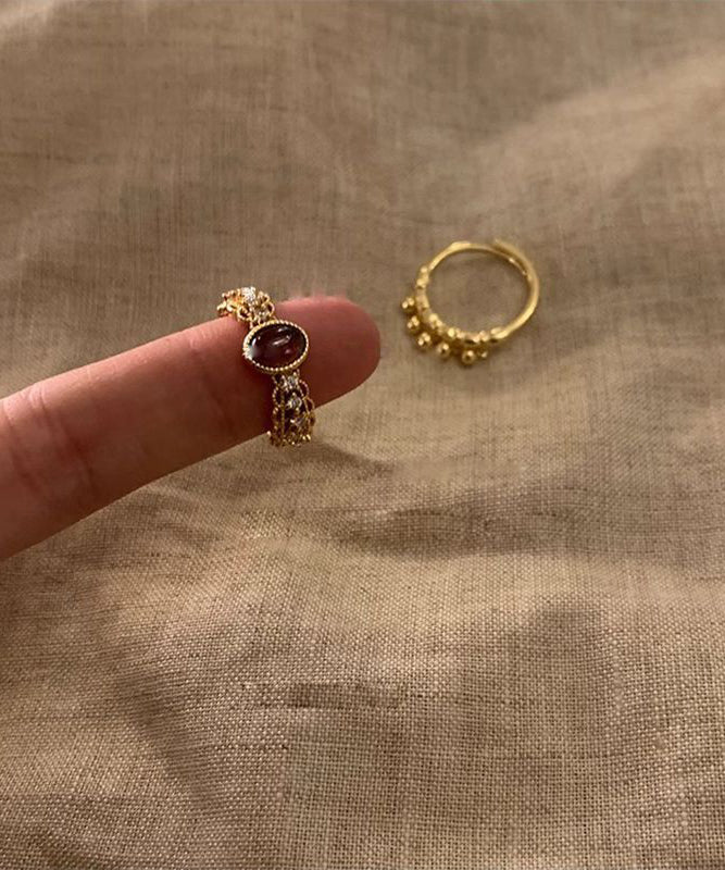 Vintage Gold Sterling Silver Overgild Open Rings Two-Piece Set