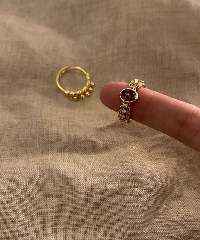 Vintage Gold Sterling Silver Overgild Open Rings Two-Piece Set