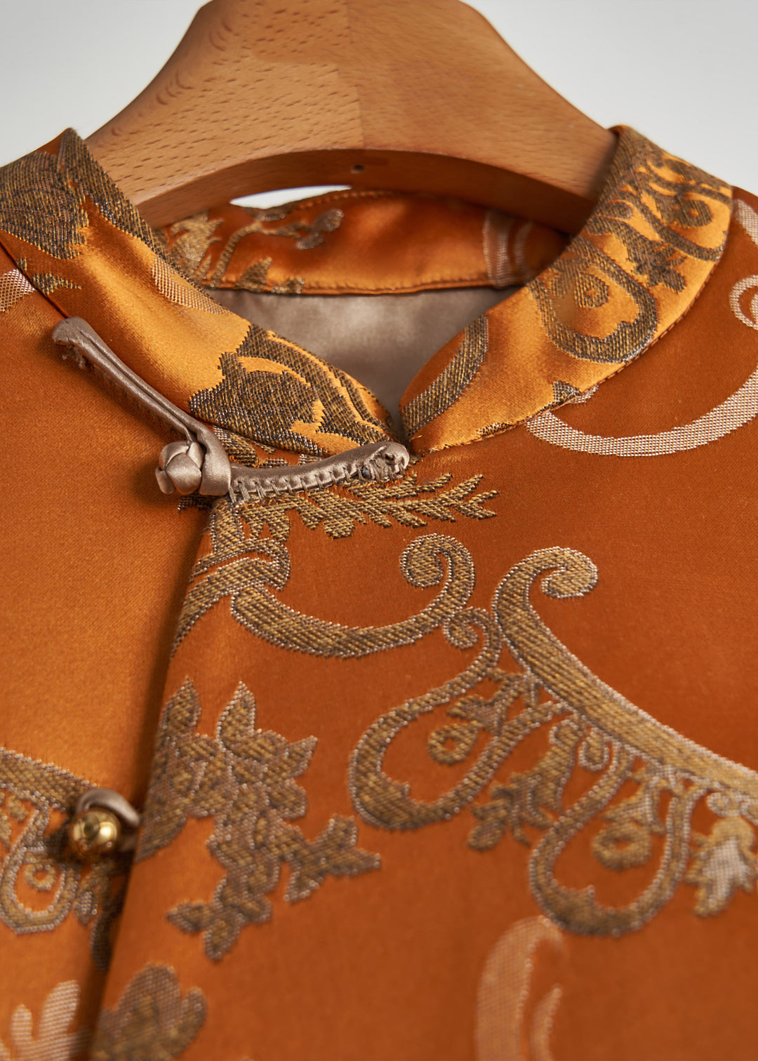 Vintage Golden Jacquard Chinese Button Silk Vests Fall