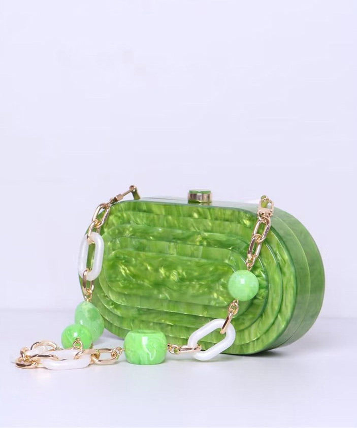 Vintage Green Acrylic Beaded Chain Evening Bag