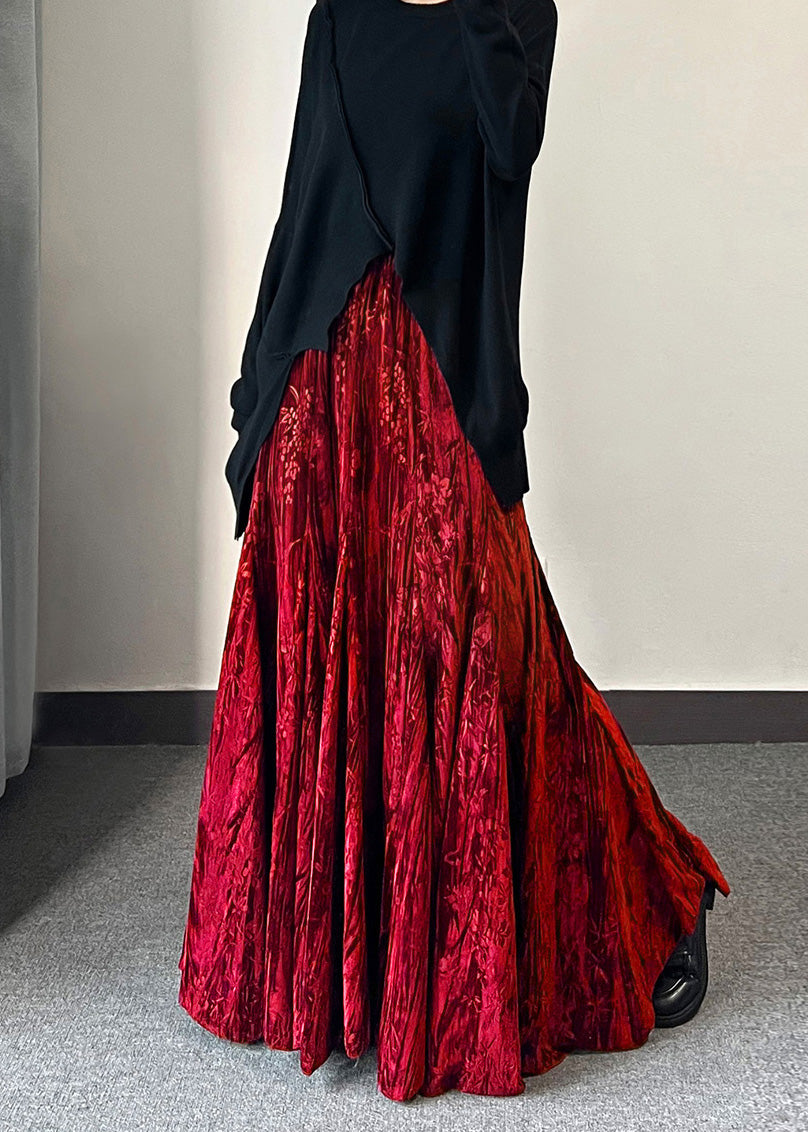 Vintage Jacquard Exra Large Hem Silk Velvet Skirt Spring