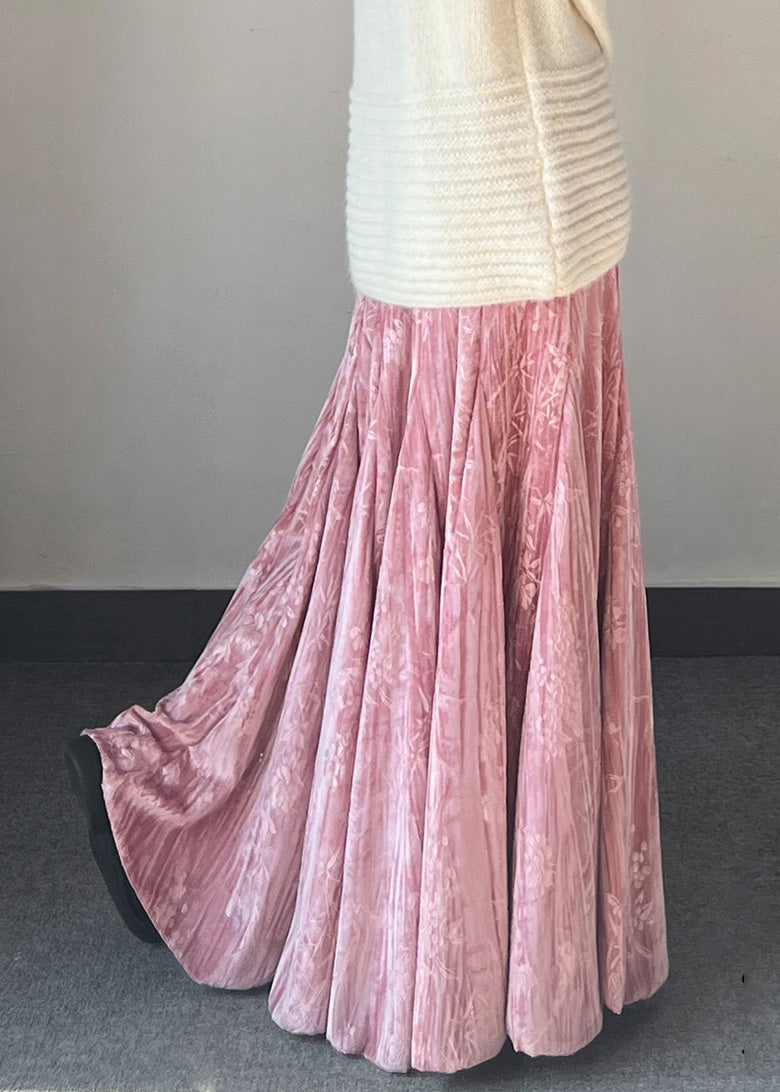 Vintage Jacquard Exra Large Hem Silk Velvet Skirt Spring