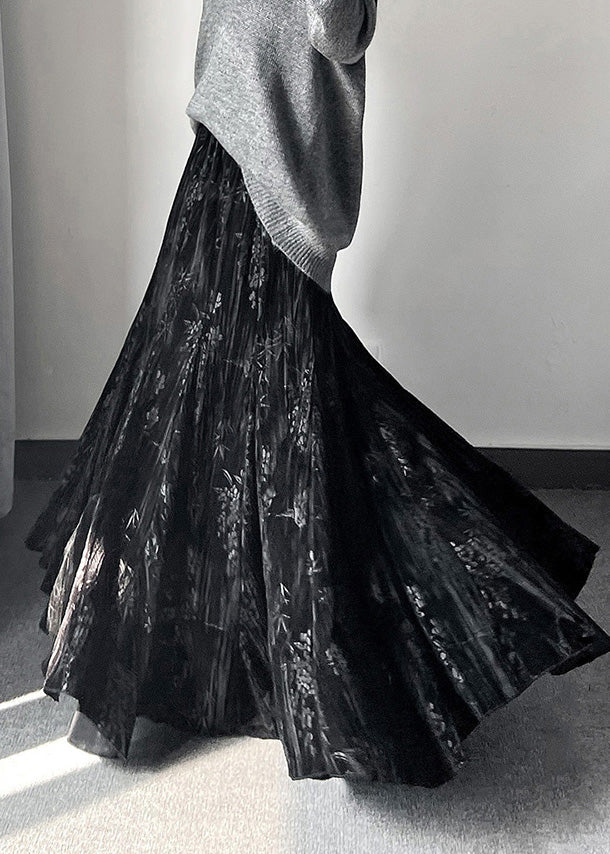 Vintage Jacquard Exra Large Hem Silk Velvet Skirt Spring