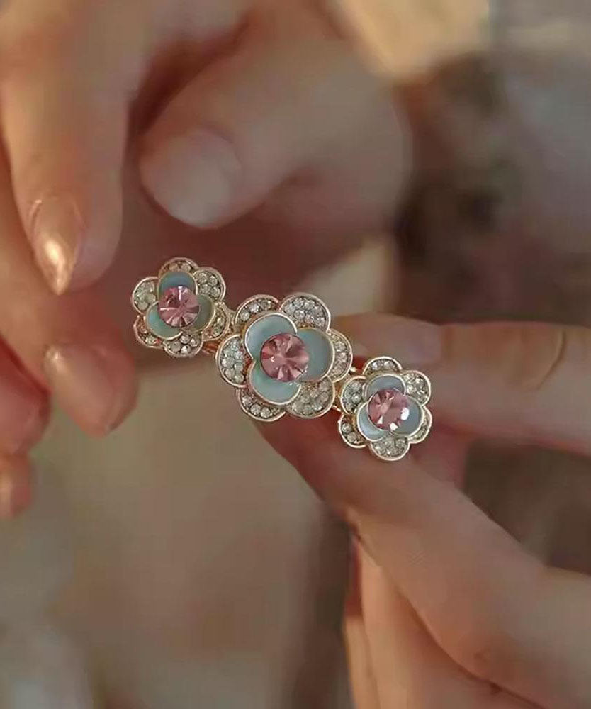Vintage Light Purple Alloy Zircon Floral Hairpin