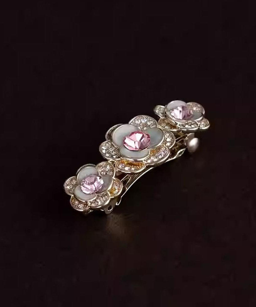Vintage Light Purple Alloy Zircon Floral Hairpin