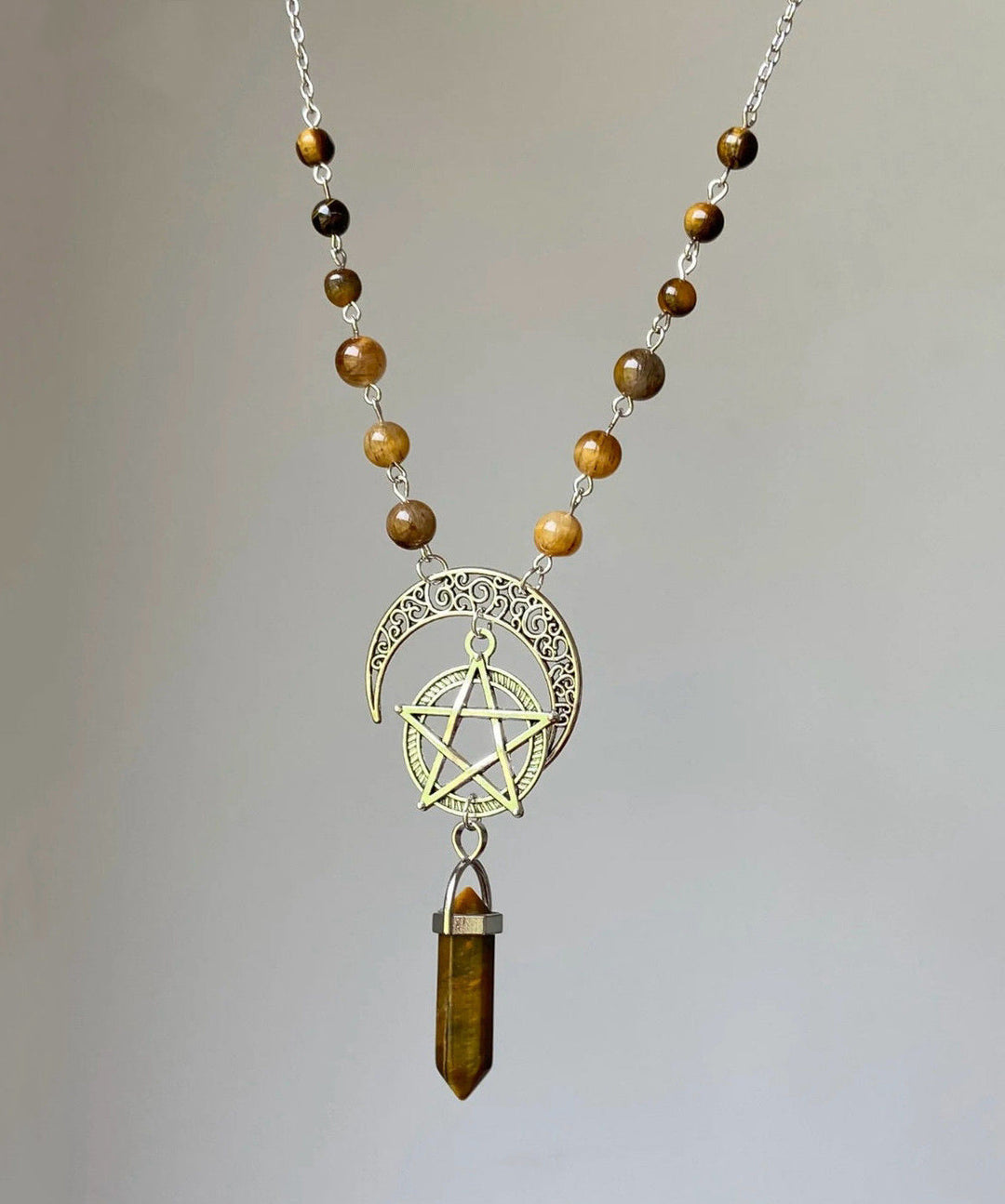 Vintage Metal Star Moon Universe Lariat Necklace