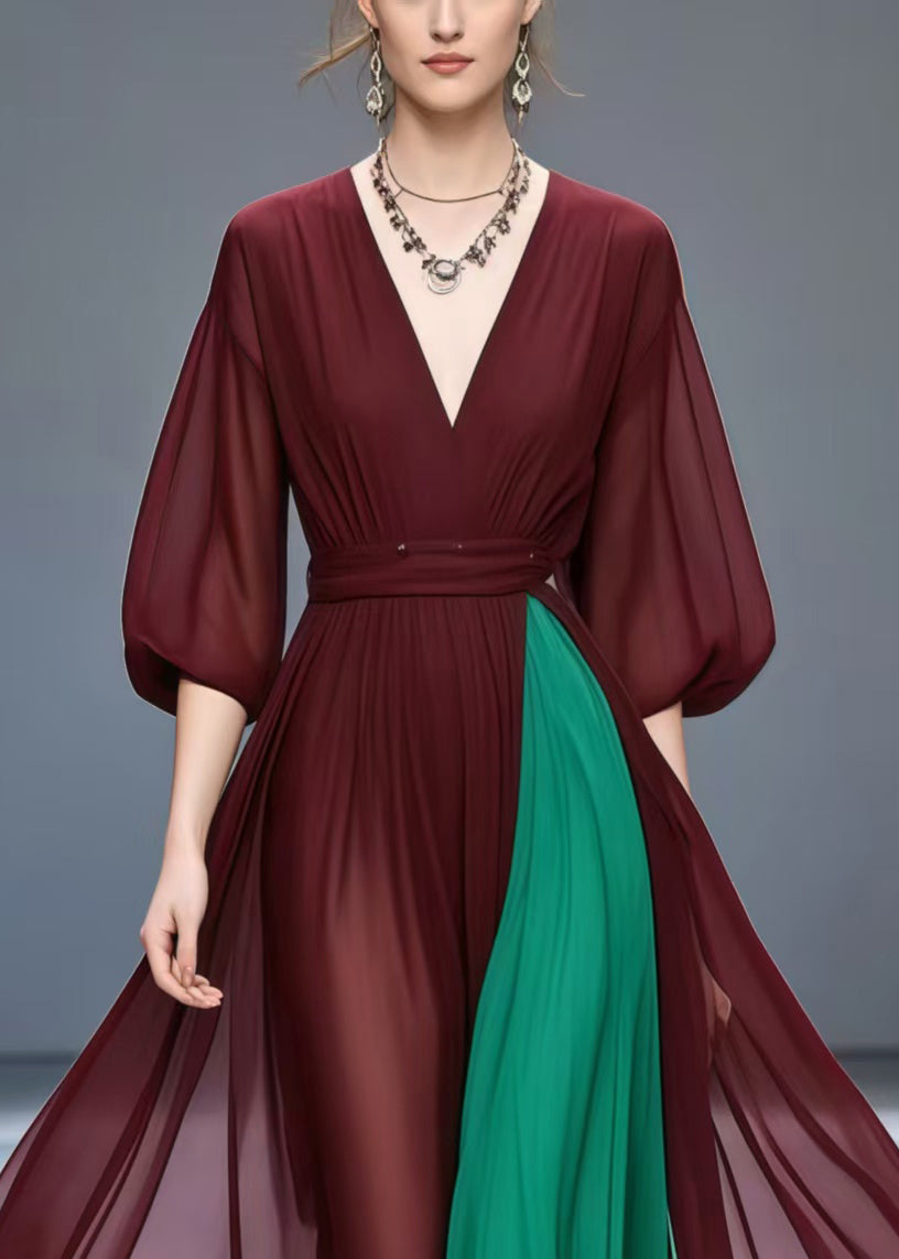 Vintage Mulberry Exra Large Hem Patchwork Chiffon Dress Summer