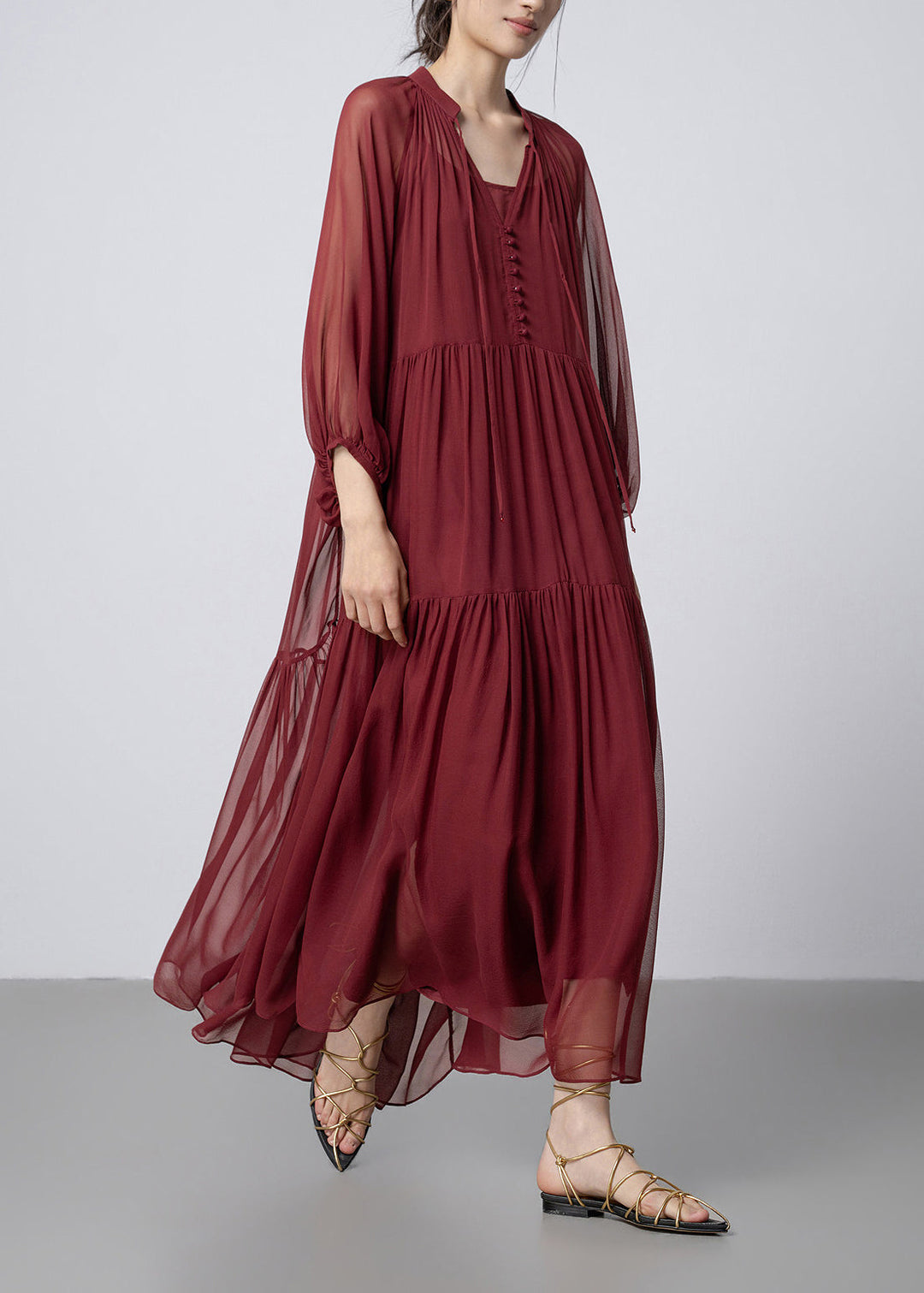Vintage Mulberry V Neck Dress Two Piece Set Fall