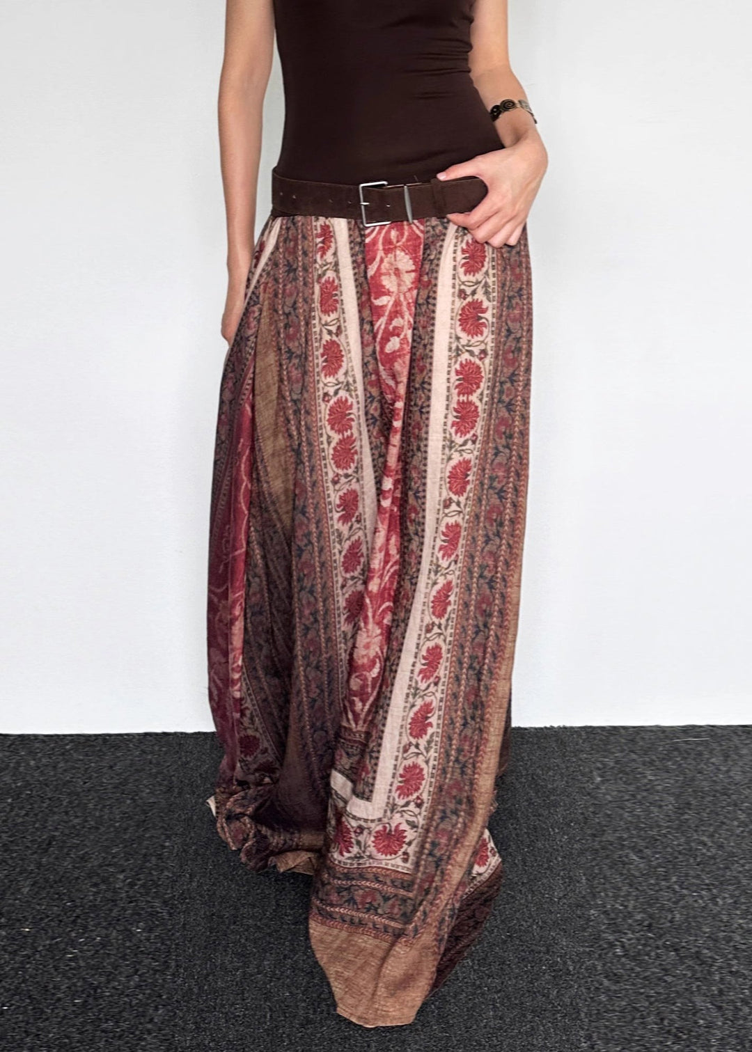 Vintage Print High Waist Cotton Maxi Skirts Summer