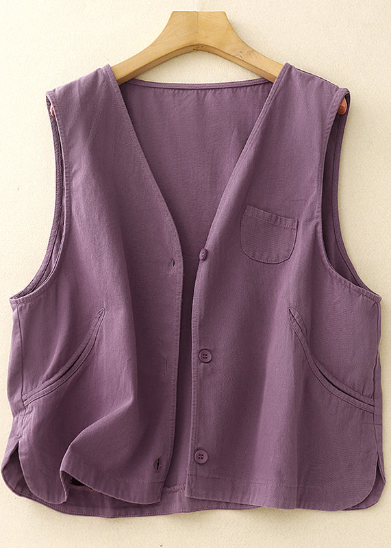Vintage Purple Oversized Cotton Vest Spring