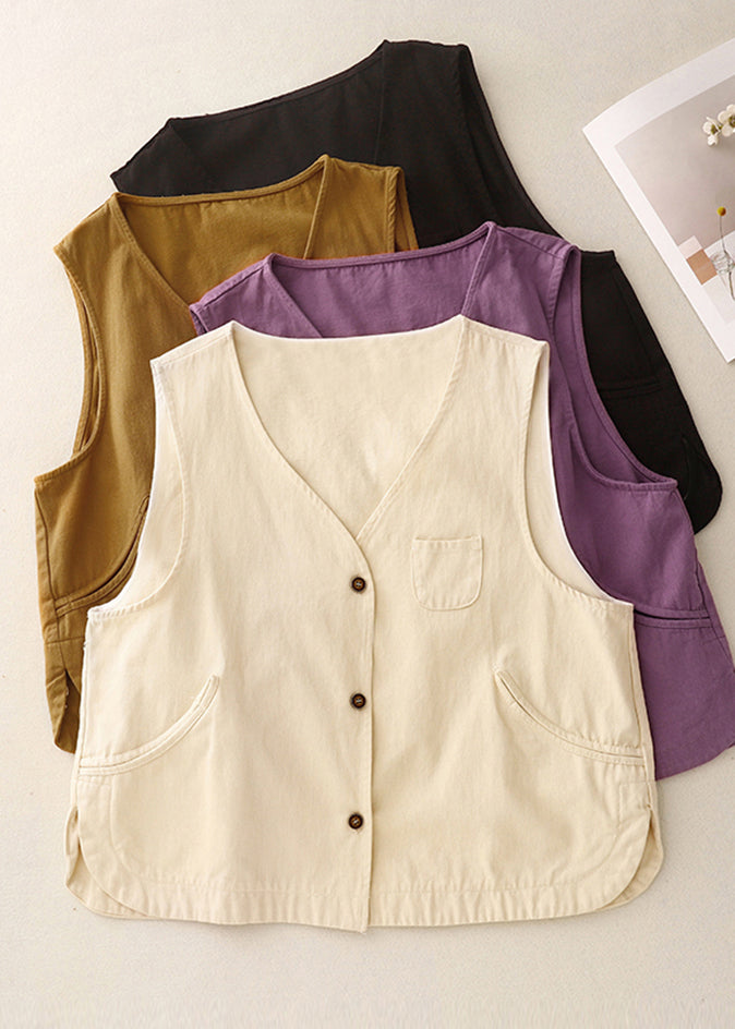 Vintage Purple Oversized Cotton Vest Spring