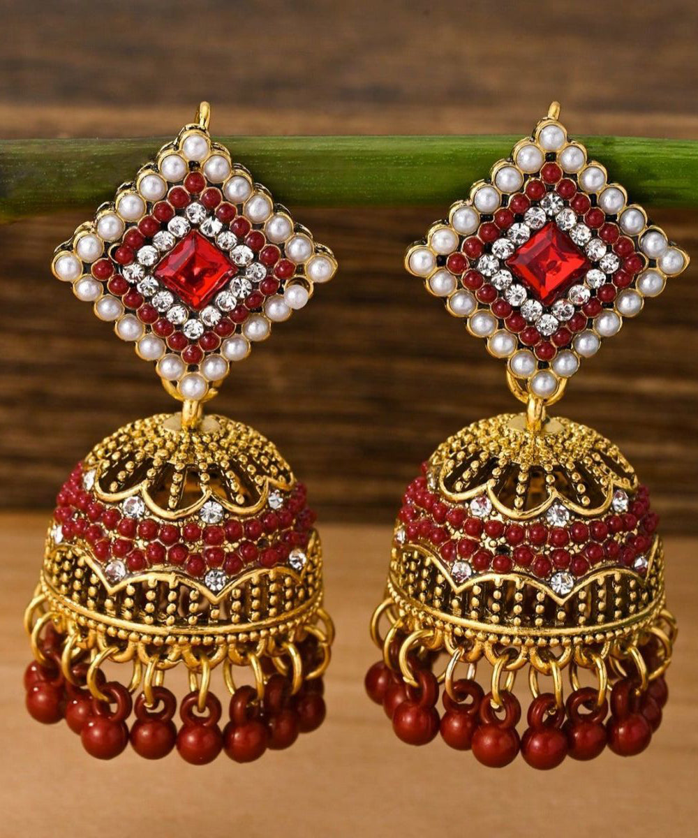 Vintage Rainbow Alloy Zircon Tassel Drop Earrings