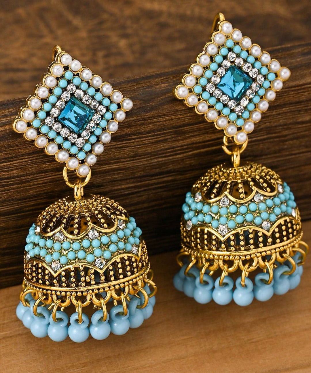 Vintage Rainbow Alloy Zircon Tassel Drop Earrings