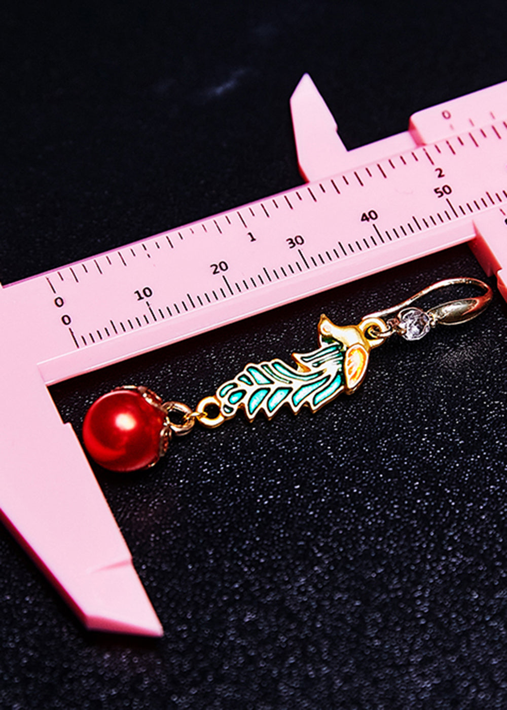 Vintage Red Pearl Cloisonne Gilding Drop Earrings