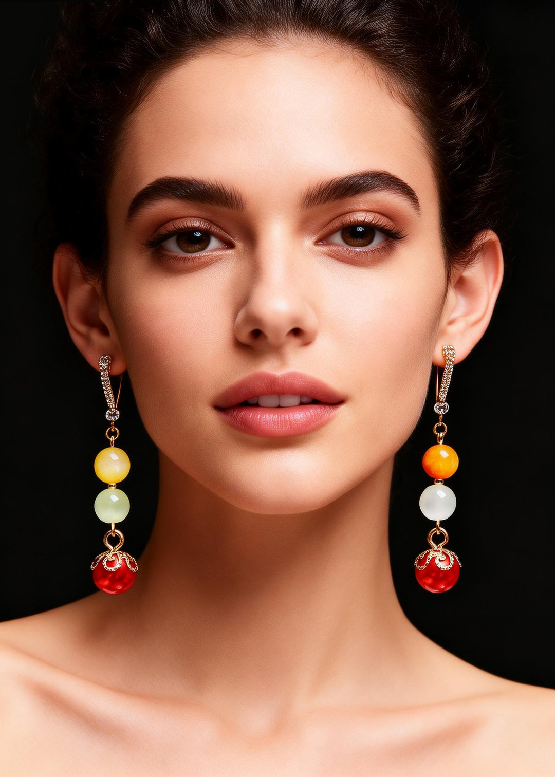 Vintage Red Pearl Tassels Drop Earrings
