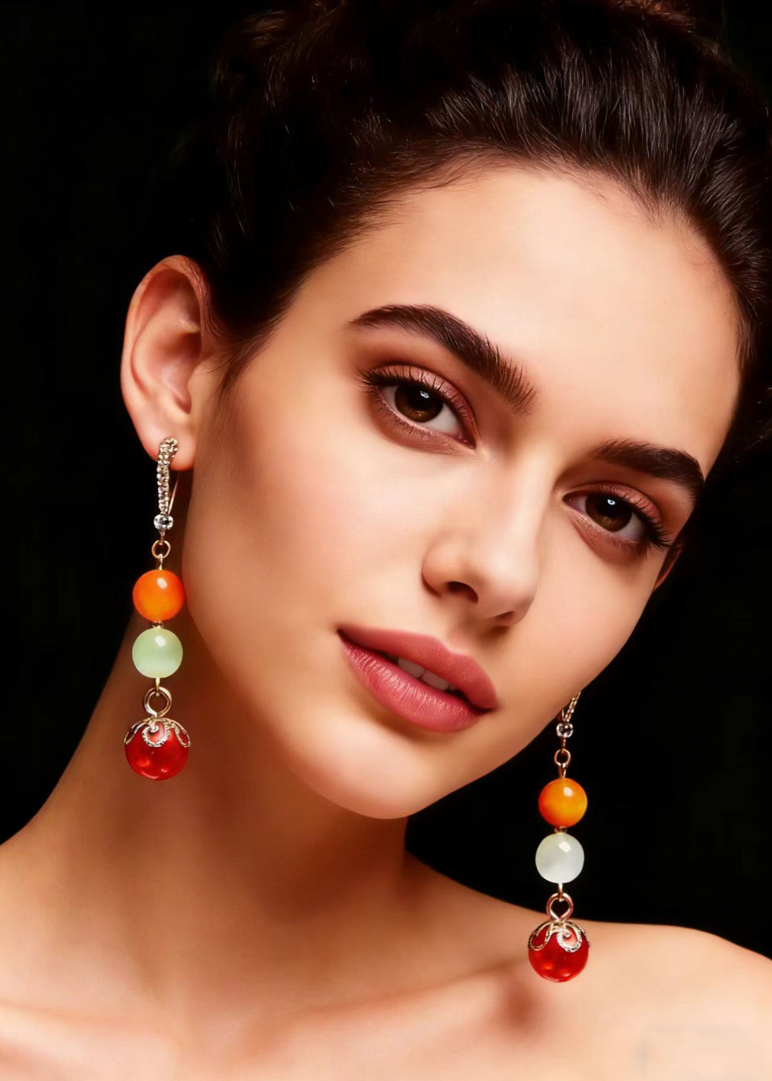 Vintage Red Pearl Tassels Drop Earrings