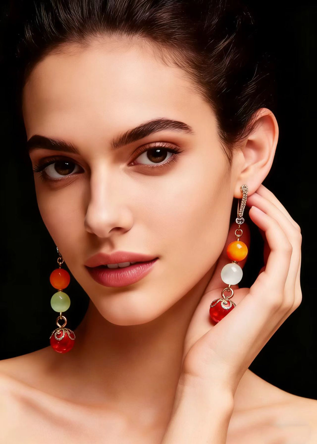 Vintage Red Pearl Tassels Drop Earrings