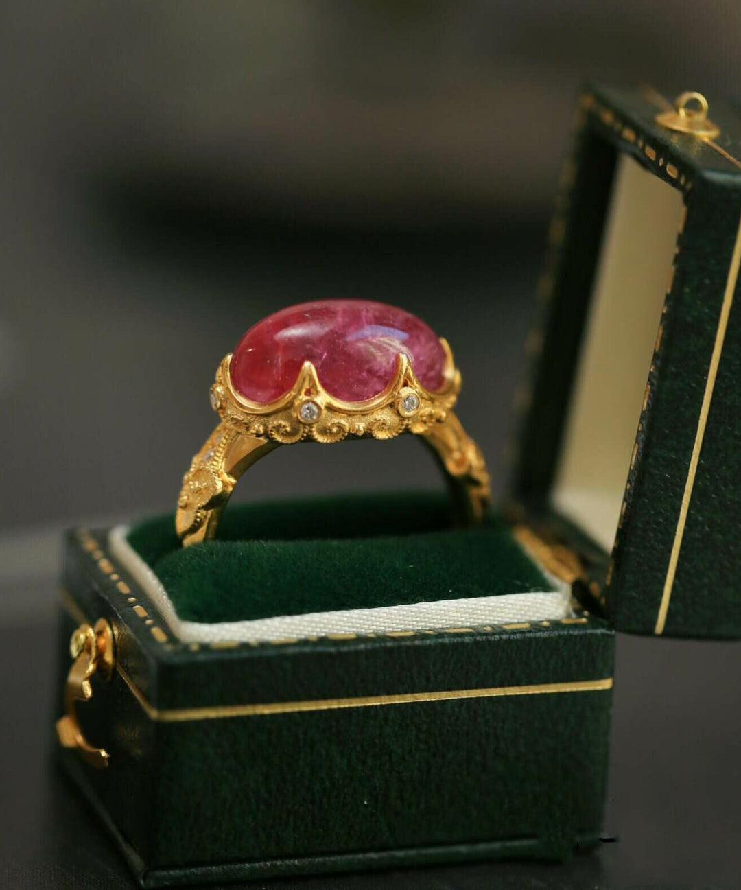 Vintage Red Sterling Silver Overgild Zircon Gem Stone Rings