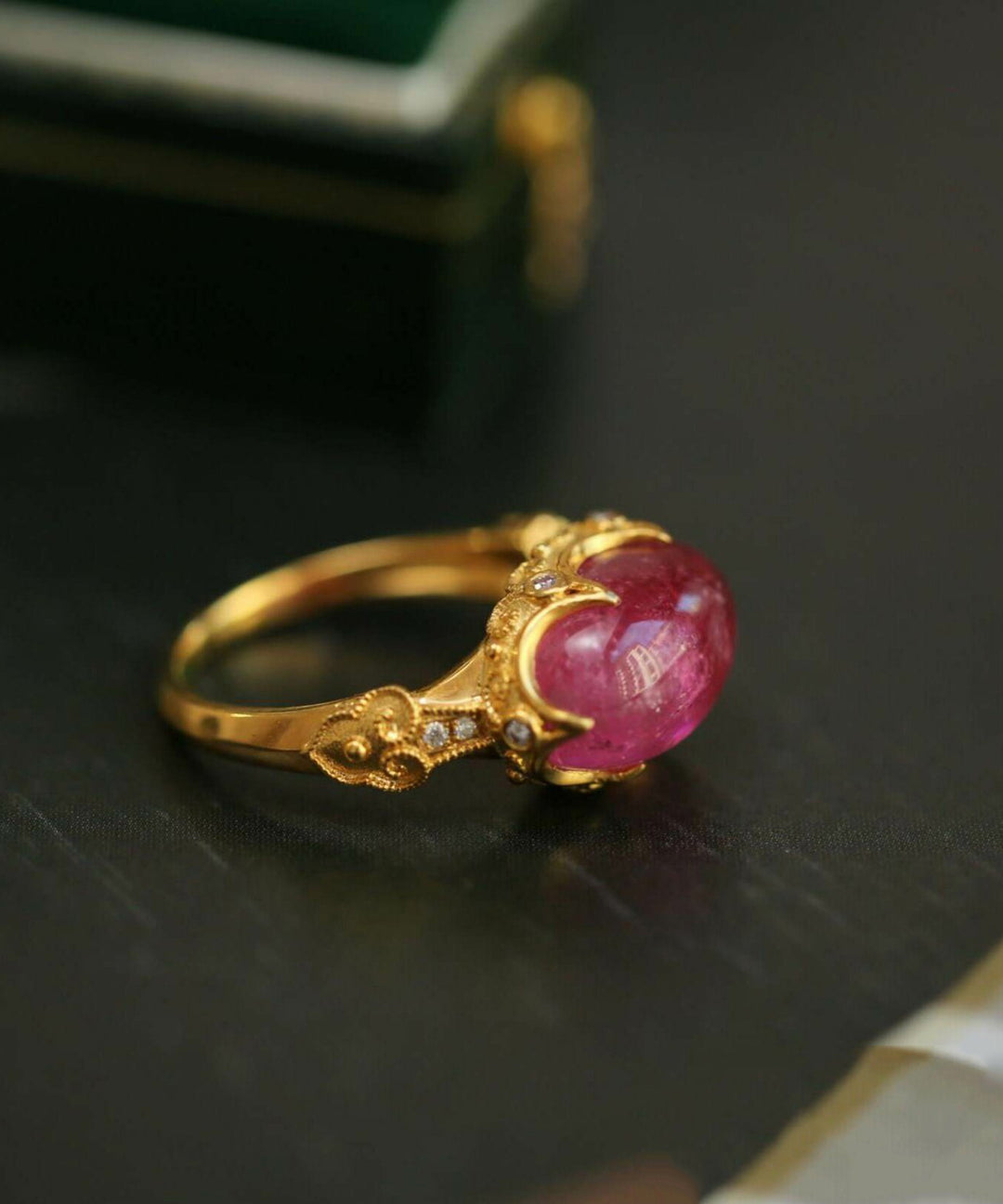 Vintage Red Sterling Silver Overgild Zircon Gem Stone Rings