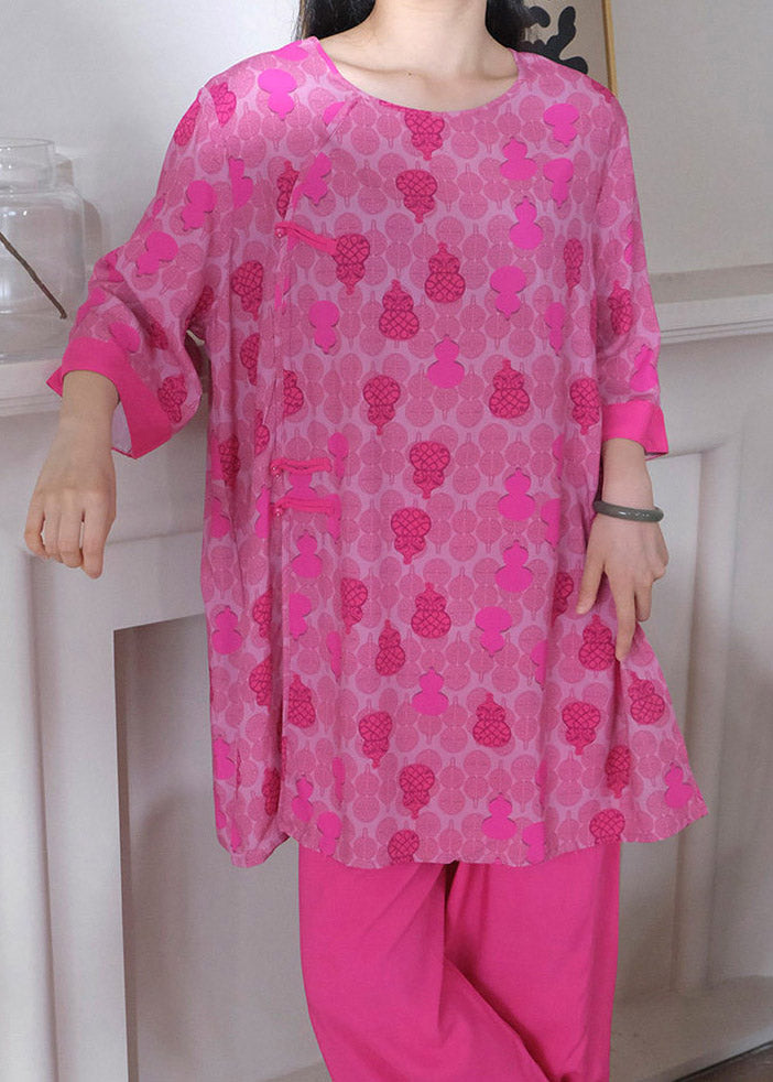 Vintage Rose Side Open Patchwork Pajama Sets Summer