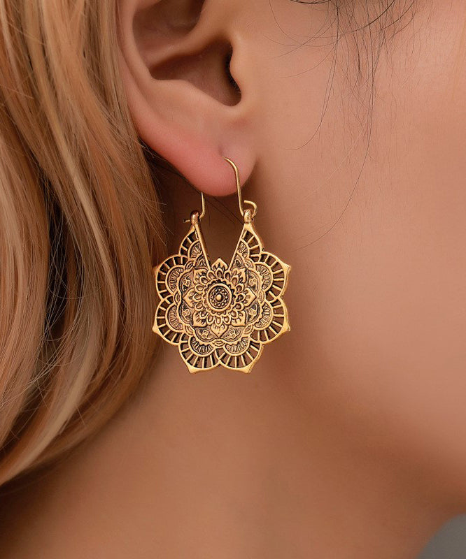 Vintage Silk Sterling Silver Metal Hollow Out Hoop Earrings