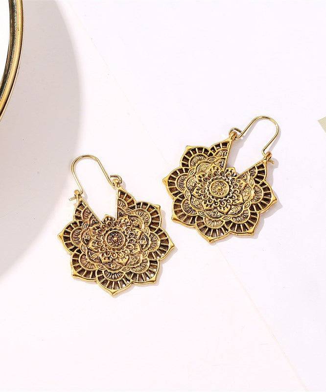 Vintage Silk Sterling Silver Metal Hollow Out Hoop Earrings