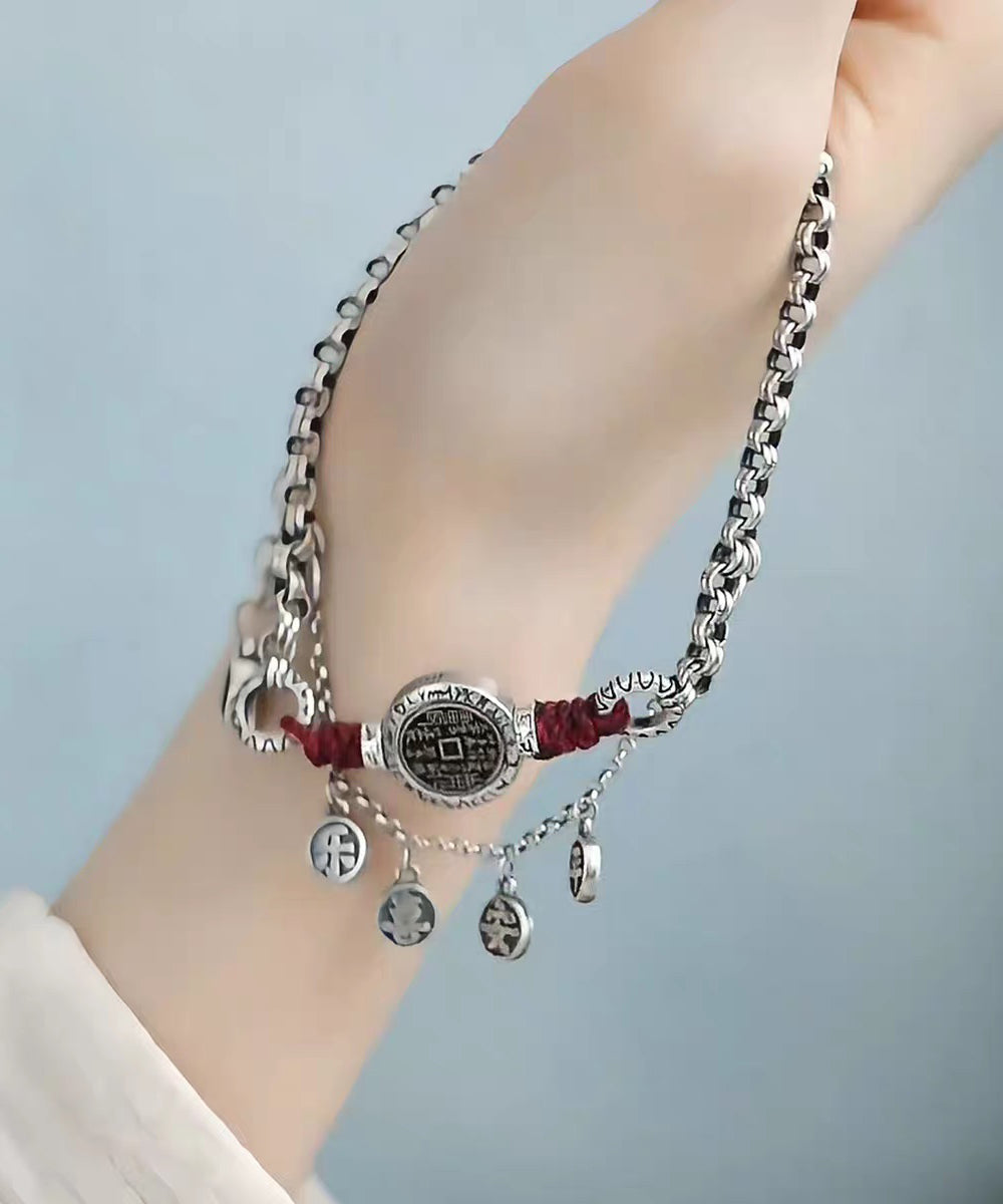 Vintage Silk Sterling Silver Peace And Joy Lariat Necklace - Omychic