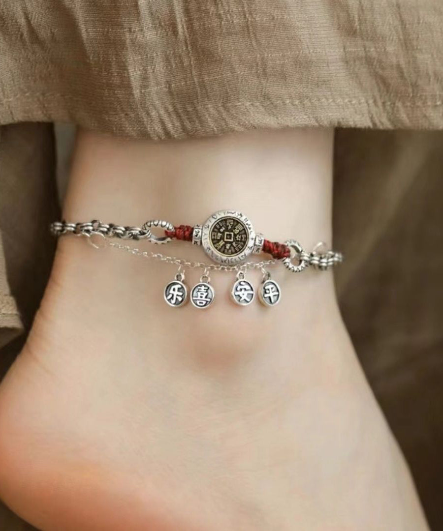Vintage Silk Sterling Silver Tassel Ankle Bracelet