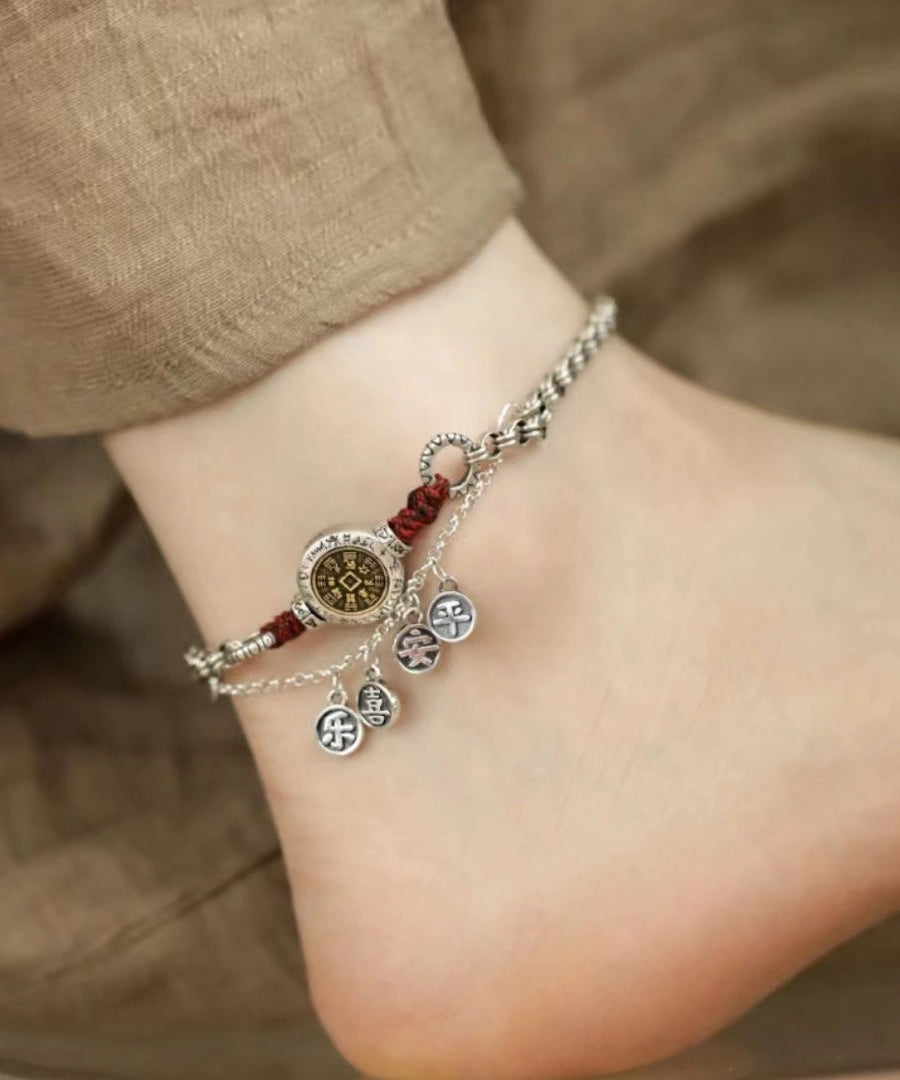 Vintage Silk Sterling Silver Tassel Ankle Bracelet