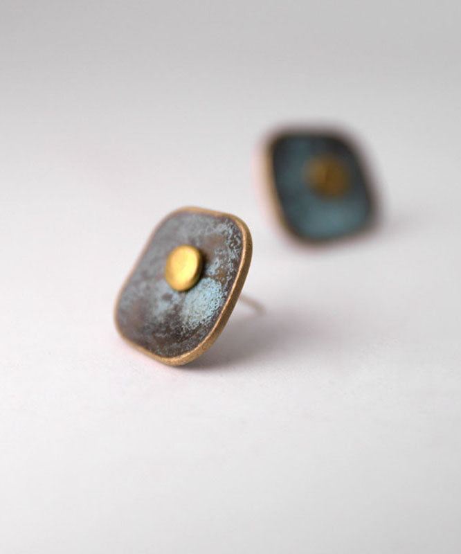 Vintage Sterling Silver Verdigris Stud Earrings
