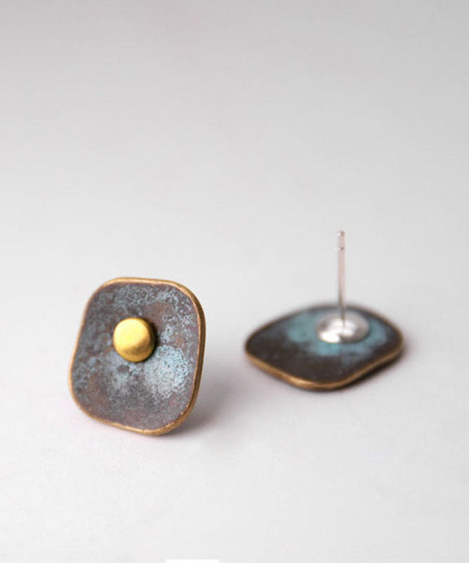 Vintage Sterling Silver Verdigris Stud Earrings