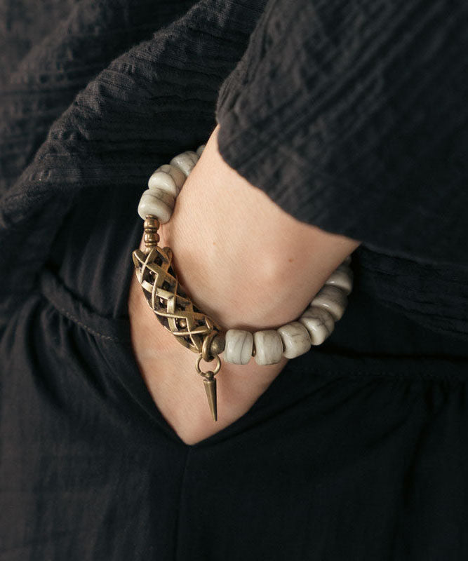 Vintage Stylish Copper And Jade Men Bracelet