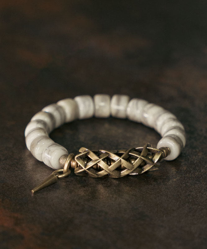 Vintage Stylish Copper And Jade Men Bracelet