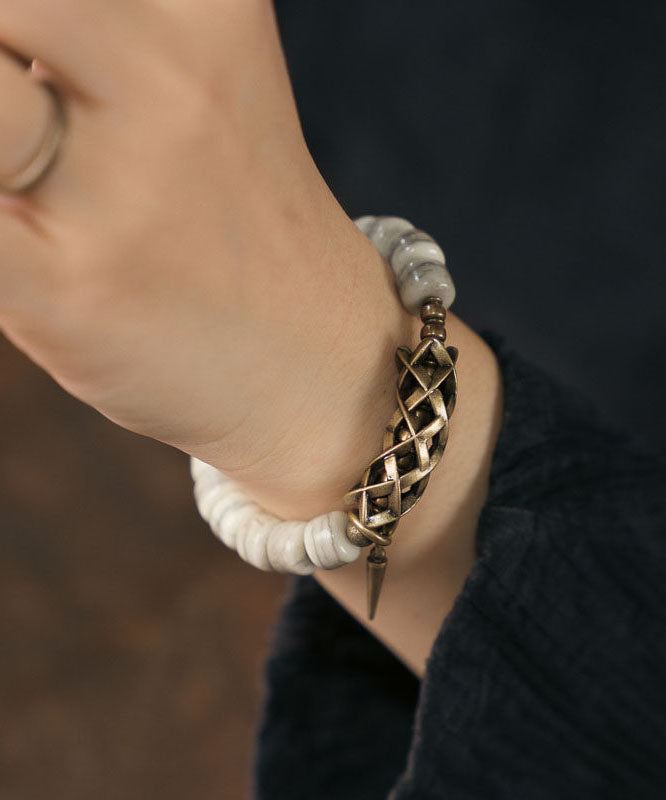 Vintage Stylish Copper And Jade Men Bracelet