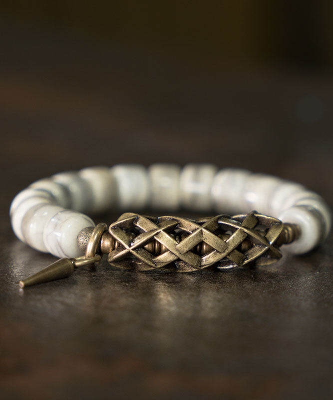 Vintage Stylish Copper And Jade Men Bracelet