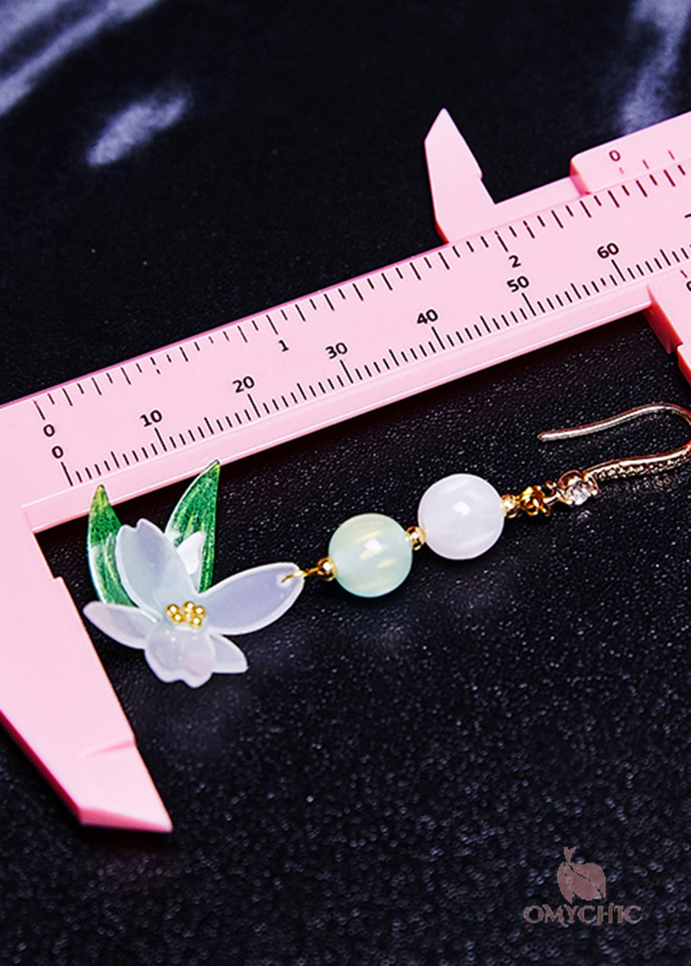 Vintage White Jade Lotus Flower Drop Earrings
