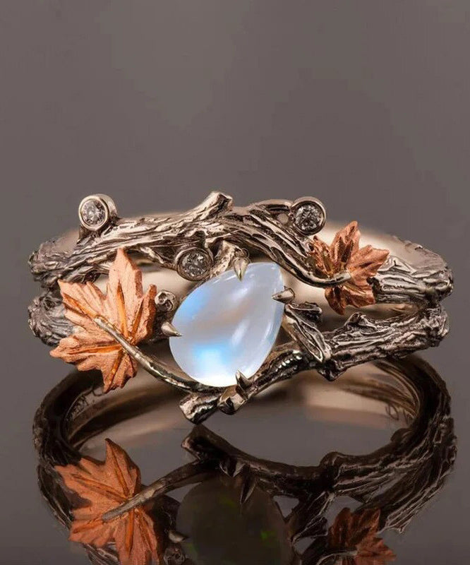 Vintage Women's Fashion Antique Gold Twig Maple Leaf Rings