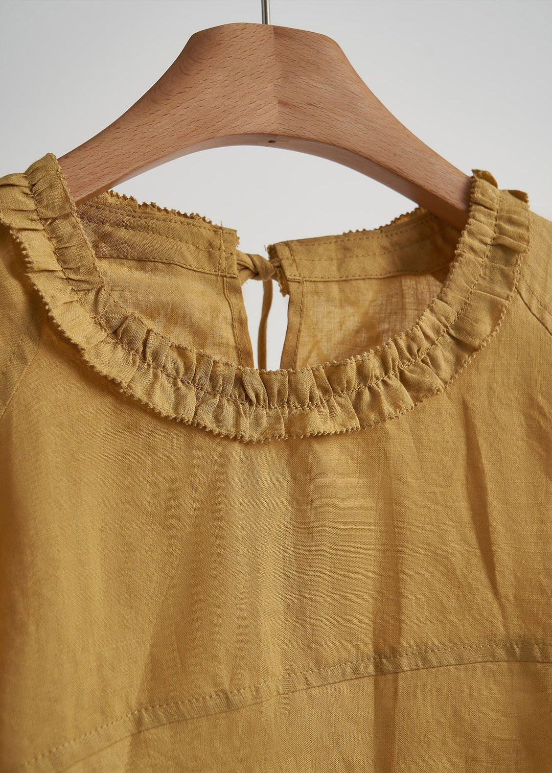 Vintage Yellow Ruffled Print ChiffonCotton Two Pieces Set Summer