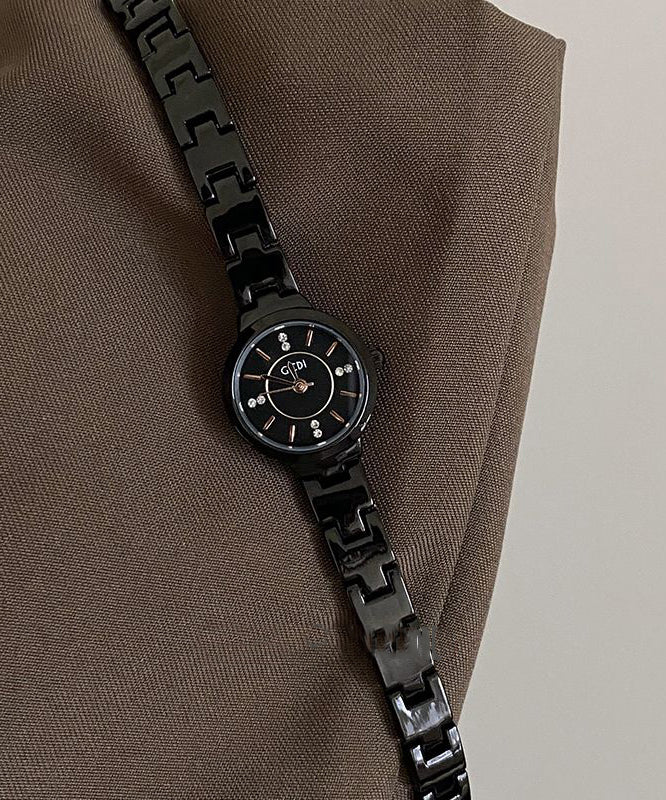 Vogue Black Stainless Steel Alloy Reinforced Glass Waterproof Watches