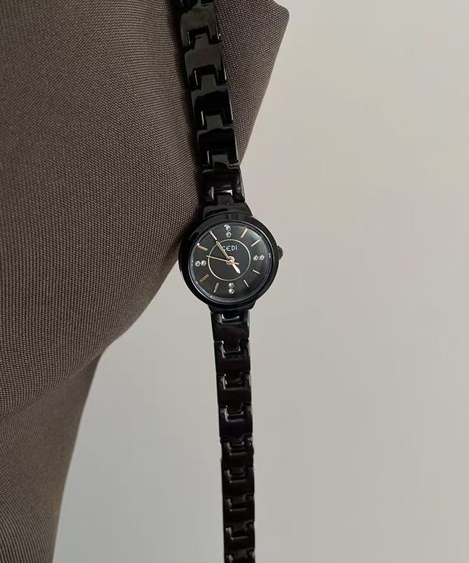 Vogue Black Stainless Steel Alloy Reinforced Glass Waterproof Watches