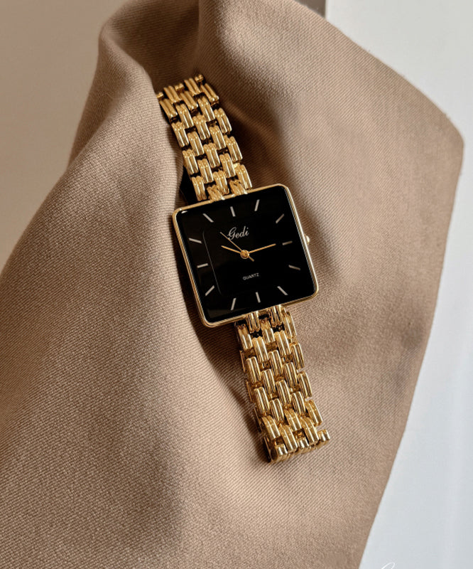 Vogue Black Stainless Steel Reinforced Glass Square Watches