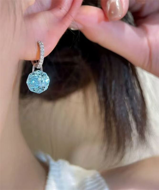 Vogue Blue Alloy Zircon Crystal Drop Earrings