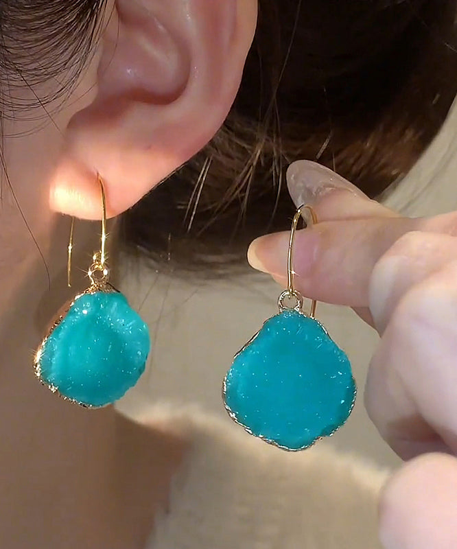 Vogue Blue Copper Alloy Asymmetrical Gem Stone Drop Earrings