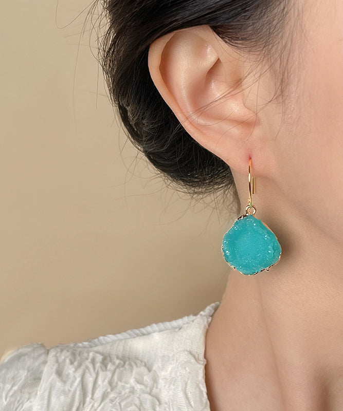 Vogue Blue Copper Alloy Asymmetrical Gem Stone Drop Earrings