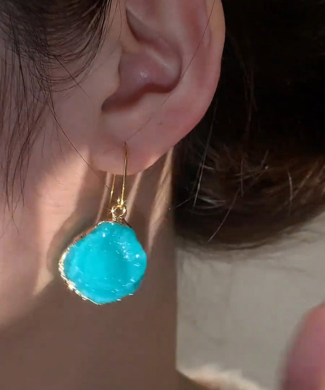 Vogue Blue Copper Alloy Asymmetrical Gem Stone Drop Earrings
