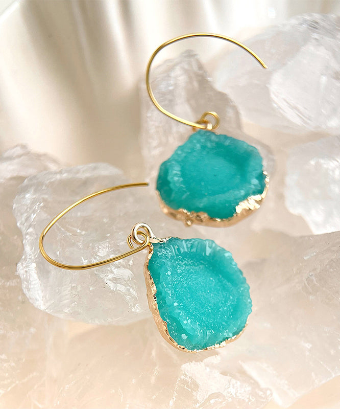 Vogue Blue Copper Alloy Asymmetrical Gem Stone Drop Earrings