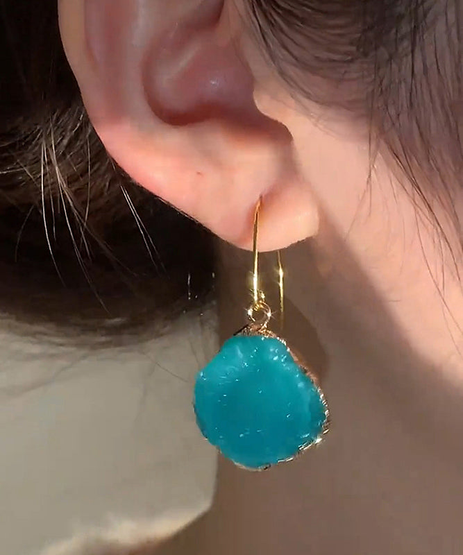 Vogue Blue Copper Alloy Asymmetrical Gem Stone Drop Earrings