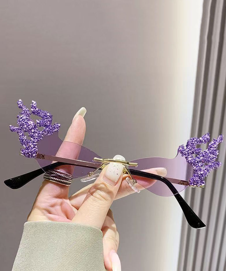 Vogue Coffee Metal Zircon Flame Party Sunglasses